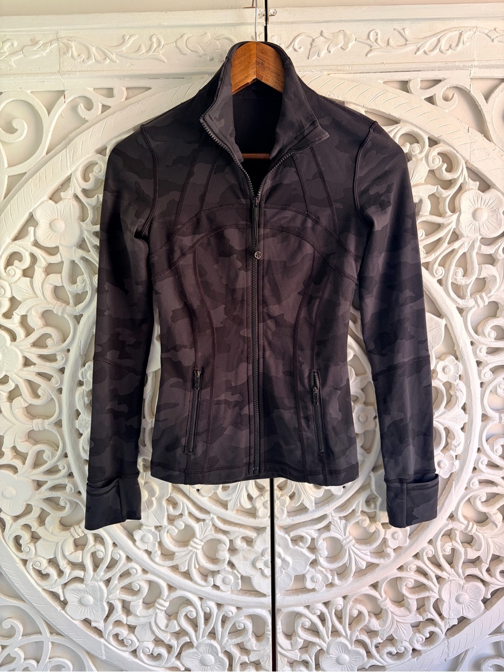 Lululemon Define Jacket Black Grey Camo Size 2